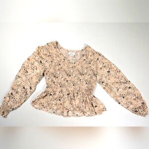 Japna Cream Patterned Blouse Women's Size S Crop Top